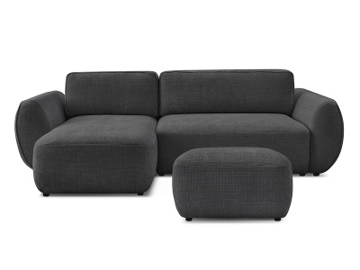 Bobochic, Ecksofa mit Hocker BOBOCHIC DENISE Stoff mit Textur schwarz