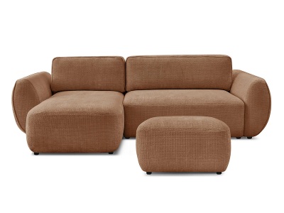 Bobochic, Ecksofa mit Hocker BOBOCHIC DENISE Stoff mit Textur orange