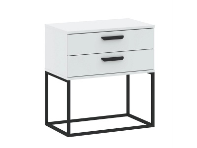 CONFORAMA, Nachttisch CADRO 2 Schubladen 60x38.5x65cm weiss matt / laminiert