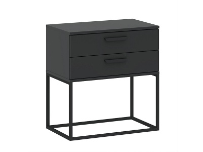 CONFORAMA, Nachttisch CADRO 2 Schubladen 60x38.5x65cm anthrazit matt / laminiert