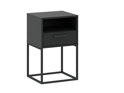 CONFORAMA, Nachttisch CADRO 1 Schublade 40x38.5x65cm anthrazit matt / laminiert