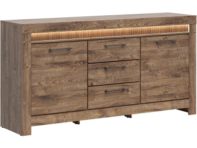 CONFORAMA, Kommode TORIN 2 Türen 3 Schubladen 45x180x93cm eiche dunkel dekor