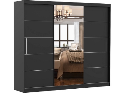 CONFORAMA, Schwebetürenschrank AVILA anthrazitschwarz 3 Türen
