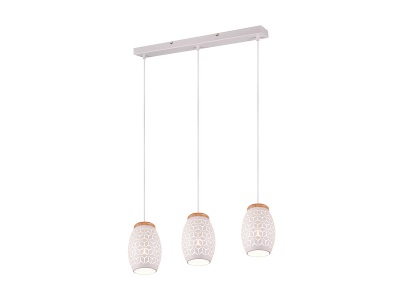 Reality Leuchten, Hängelampe Bidar, Länge 71 cm, weiß matt, 3-flg., Metall