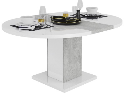 CONFORAMA, Tisch ausziehbar GOYA 120-165-165x120x76cm weiss glänzend