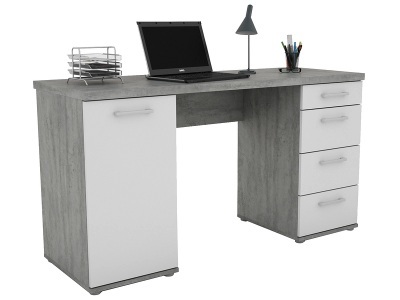 CONFORAMA, Schreibtisch WALTER Beton, Weiss, Schreibtisch WALTER 50x138x75cm grau