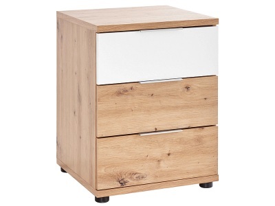 CONFORAMA, Nachttisch 3 Schublade(n) FLORA Eiche, Weiss, Nachttisch FLORA 3 Schubladen 46x42x61cm eiche