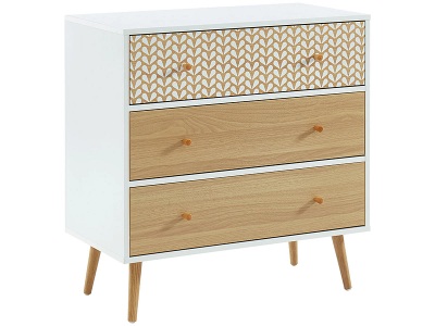 CONFORAMA, Kommode CAPUCINE 3 Schubladen Spanplatte weiss, bedruckt, holz, Kommode CAPUCINE 3 Schubladen 39.5x78x80cm weiss