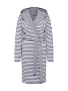 undefined, Leichtfrottier Damen-Bademantel, Bademantel mit Kapuze Leichtfrottee hellgrau geringelt - Bathrobes 38