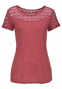 VIVANCE, Vivance T-Shirt, Vivance T-Shirt, mit weicher Häkelspitze