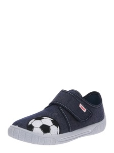 Superfit, Superfit Klett-Hausschuhe FUßBALL FAN in jeansblau in Gr. 25, Klett-Hausschuhe FUßBALL FAN in jeansblau