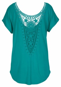 Lascana, LASCANA Strandshirt, LASCANA Strandshirt, mit Spitzeneinsatz, T-Shirt, lockere Passform, casual-chic
