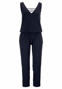 S.OLIVER BEACHWEAR, s.Oliver Beachwear Overall, s.Oliver Overall, mit verziertem Ausschnitt, elastischer Jumpsuit mit Taschen