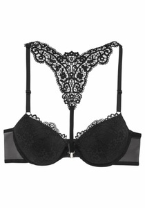 Lascana, LASCANA Push-up-BH, LASCANA Push-up-BH »Melissa«, mit Vorderverschluss & Spitzenrücken aus Stickerei, Dessous