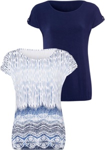 Lascana, LASCANA T-Shirt, LASCANA T-Shirt »mit kleinem Cut-Out am Ärmel«, (2er-Pack), aus weichem Viskose-Stretch