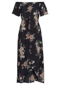 Lascana, LASCANA Maxikleid, LASCANA Maxikleid, im angesagten Vokuhila-Schnitt und Carmenausschnitt, Sommerkleid