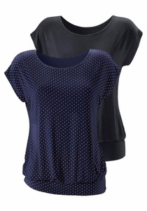 Lascana, LASCANA Longshirt, LASCANA Longshirt »mit breitem Bund«, (2er-Pack), aus weichem Viskose-Stretch