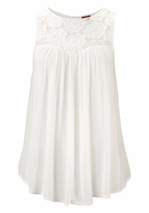 Buffalo, Buffalo Strandbluse, Buffalo Crepebluse mit Spitzeneinsatz, Blusentop, Boho-Style