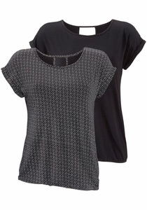 Lascana, LASCANA T-Shirt, LASCANA Kurzarmshirt »mit modischem Cut-Out«, (2er-Pack), aus weichem Viskose-Stretch