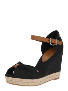 Tommy Hilfiger, Tommy Hilfiger Basic Open Toe FW0FW04784BDSBLACK Universal Damen Schuhe schwarz 6.5 UK / 8.5 US / 40 EUR / 25.5 cm, Tommy Hilfiger High-Heel-Sandalette »BASIC OPENED TOE HIGH WEDGE«, Sommerschuh, Sandale, Keilabsatz, mit dezenter Flagstickerei