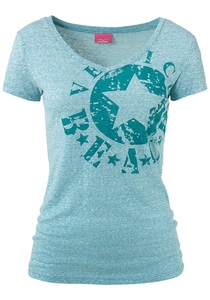 Venice Beach, Venice Beach Shirt mit Logo-Druck, Venice Beach Strandshirt, mit Logo-Druck aus melierter Ware, Vintage-Look, sportlich-casual