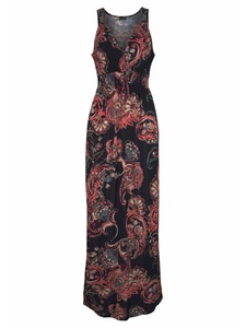 Lascana, LASCANA Maxikleid, LASCANA Maxikleid, mit Paisleydruck und verstellbarem Ausschnitt, Sommerkleid