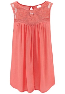 Buffalo, Buffalo Strandbluse, Buffalo Crepebluse mit Spitzeneinsatz, Blusentop, Boho-Style