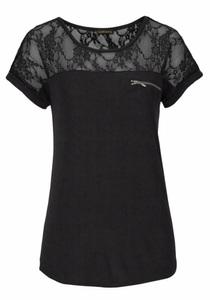 Lascana, LASCANA Strandshirt, LASCANA Strandshirt, mit Spitzeneinsatz, T-Shirt, Kurzarmshirt, elegant