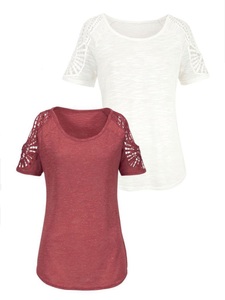 VIVANCE, Vivance T-Shirt, Vivance T-Shirt, mit modischer Häkelspitze