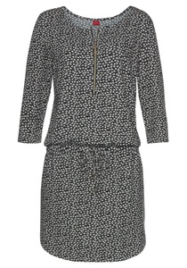 S.OLIVER BEACHWEAR, s.Oliver Beachwear Strandkleid, s.Oliver Sommerkleid, mit Reissverschluss und 3/4-Ärmeln, Jerseykleid mit Taschen