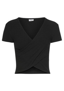 Buffalo, Buffalo Strandshirt Crop-Shirt, Buffalo Kurzarmshirt, mit Wickeloptik und V-Ausschnitt, T-Shirt, figurbetont, Basic