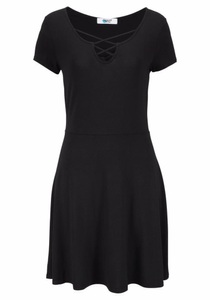 Lascana, LASCANA Strandkleid, LASCANA Sommerkleid, mit Zierbändern am Ausschnitt, Minikleid mit Stretch, Strandkleid