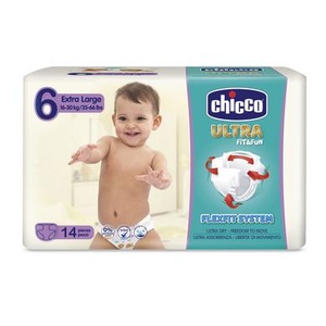 CHICCO, Chicco - 1 Packung mit 14 Windeln Ultra Fit & Fun - Grösse: 6, Chicco Ultra 6 Extra Large Windeln 14 Stk 3er Set