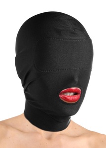 Master Series, XR Brands - Offener Mund Maske mit gepolsterter Augenmaske - Schwarz