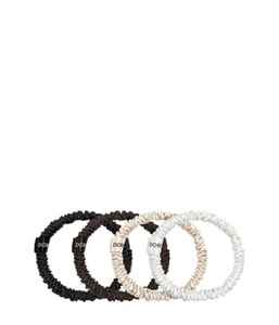 Dore & Rose, Dore & Rose Scrunchie 1 cm Set White, Black, Brown & Champagne Haargummi 4 Stk