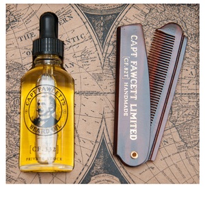Captain Fawcett, Capt. Fawcett Care - Beard Oil & Folding Pocket Beard Comb Set, Captain Fawcett Beard Oil & Folding Pocket Beard Comb Gift Set