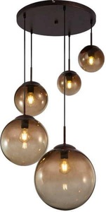 Globo, Glas-Hängeleuchte Varus amber 5fl Ø 65 cm
