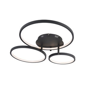 QAZQA, LED-Deckenleuchte Rondas mit Dimmer, schwarz