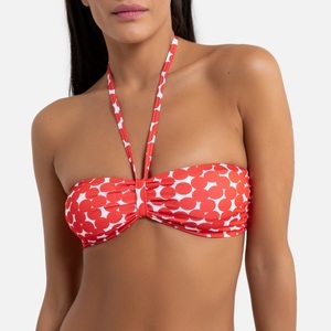 LA REDOUTE COLLECTIONS, Bikini-Oberteil in Bandeau-Form mit Tupfenmuster, Bikini-Oberteil in Bandeau-Form mit Tupfenmuster