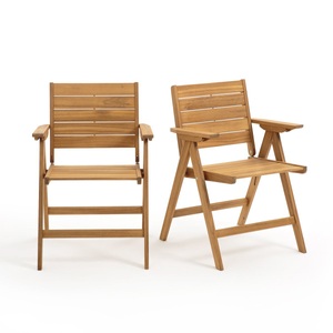 LA REDOUTE INTERIEURS, 2 Klappstühle Réalto, Akazienholz, La Redoute Intérieurs - 2er-Set Klappstühle Réalto, One Size, Beige