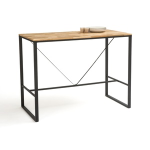 LA REDOUTE INTERIEURS, Hoher Bartisch Hiba aus Eiche und Stahl, 4-6 Personen, La Redoute Intérieurs - Hoher Bartisch Hiba für 4-6 Pers., 5P, Beige