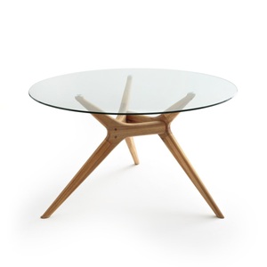 AM.PM, Runder Esstisch Maricielo, Glas/Eiche, AM.PM - Runder Tisch Glas/Eiche Maricielo, 5P, Braun