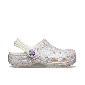 Crocs, Pantoletten Classic Glitter, Crocs Classic Glitter Clogs Kinder grau/weiß 2021 EU 30-31 Freizeit Sandalen