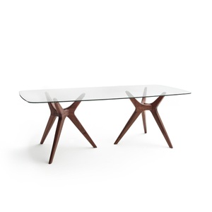 AM.PM, Rechteckiger Esstisch Maricielo aus Glas/Nussbaum, AM.PM - Rechteckiger Tisch Glas/Nussbaum Maricielo, 8P, Braun