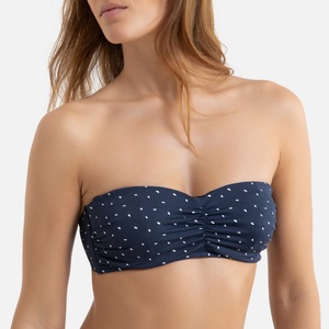 LA REDOUTE COLLECTIONS, Bikini-Oberteil mit Tupfenmuster, Bandeau-Form, Bikini-Oberteil mit Tupfenmuster, Bandeau-Form