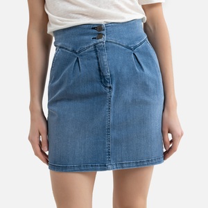 NAF NAF, Jeansrock, Reissverschluss und Knöpfe, mit Taschen, Jeansrock, Reissverschluss und Knöpfe, mit Taschen
