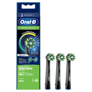 Oral-B, Oral-B CrossAction Black Edition Aufsteckbürsten, B2X - Oral-B Cross Action Bürstenköpfe CleanMaximiser-Technologie, 3 Stk., One Size