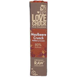 Lovechock, Lovechock Bio rohe Schokolade Bars, Maulbeere-Vanille, LOVECHOCK Maulbeere Crunch 80% Kakao