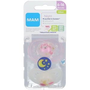 MAM, MAM Night Nuggi Silikon Mädchen, MAM Night Nuggi Silikon Mädchen