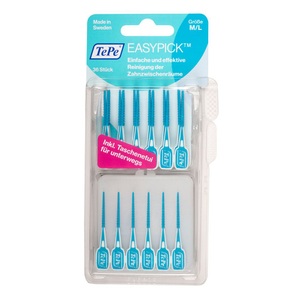 TePe, TePe EasyPick™ M/L, TePe EasyPick TÜRKIS M/L 36 STÜCK, Metallfreie Interdentalbürsten, für schmale und grosse Zwischnraüme, sanft, einweg, Mehrmals brauchbar